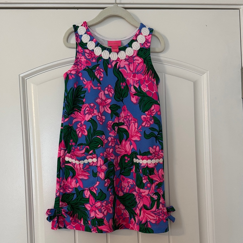 Lilly Pulitzer Girls Knit Shift Dress Safari Sunset Size Small (4/5)